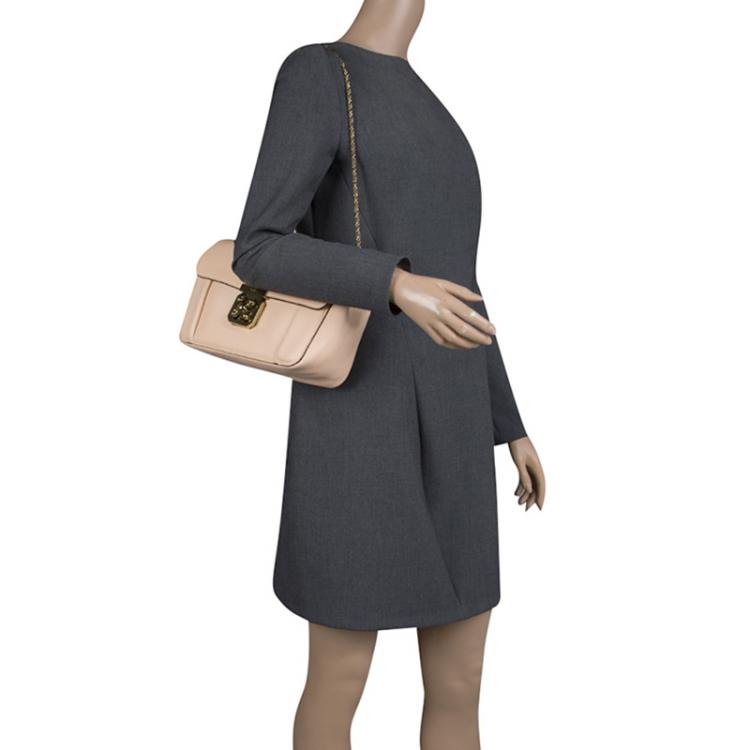 Pre Owned Chloe Peach Leather Medium Elsie Shoulder Bag