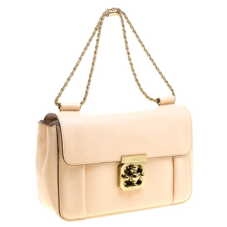 Pre Owned Chloe Peach Leather Medium Elsie Shoulder Bag