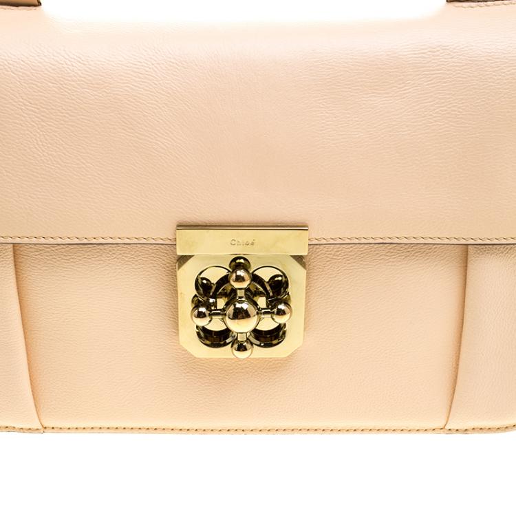 Pre Owned Chloe Peach Leather Medium Elsie Shoulder Bag