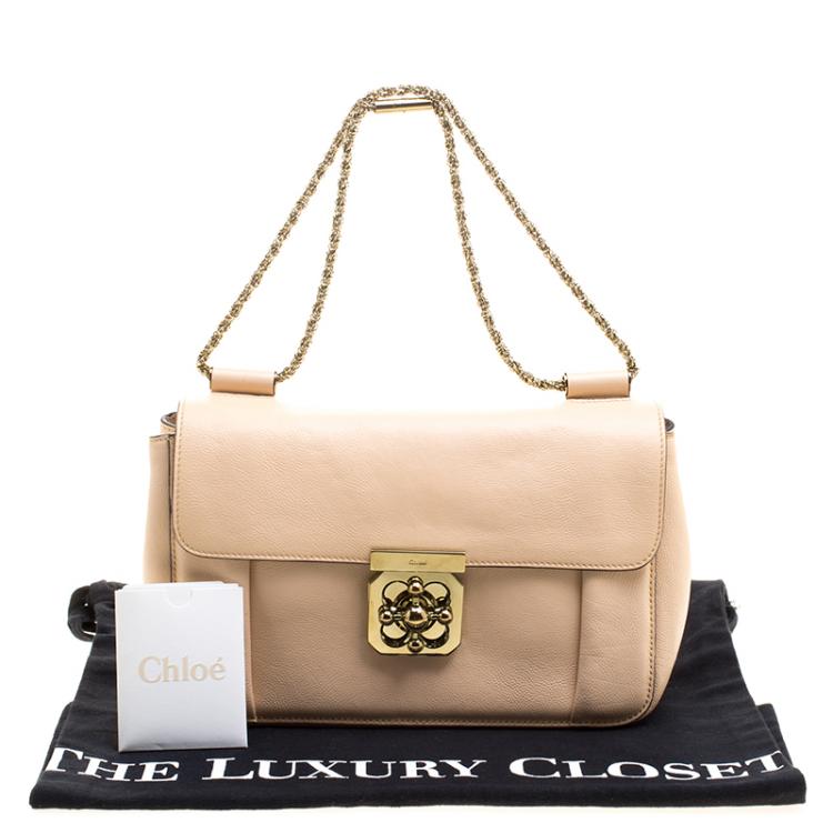 Pre Owned Chloe Peach Leather Medium Elsie Shoulder Bag