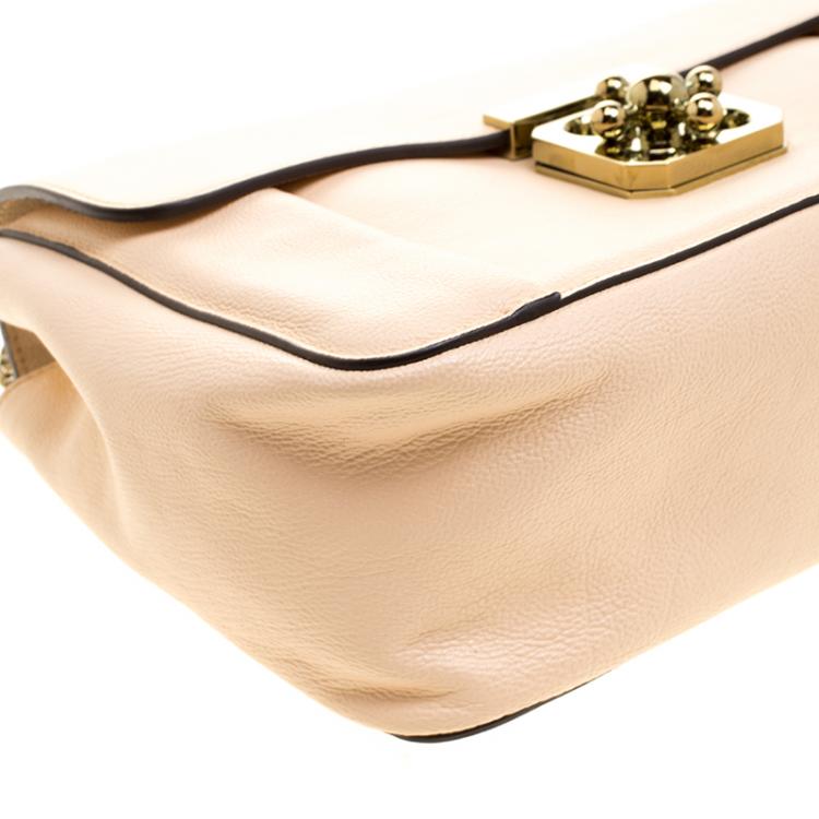 Pre Owned Chloe Peach Leather Medium Elsie Shoulder Bag
