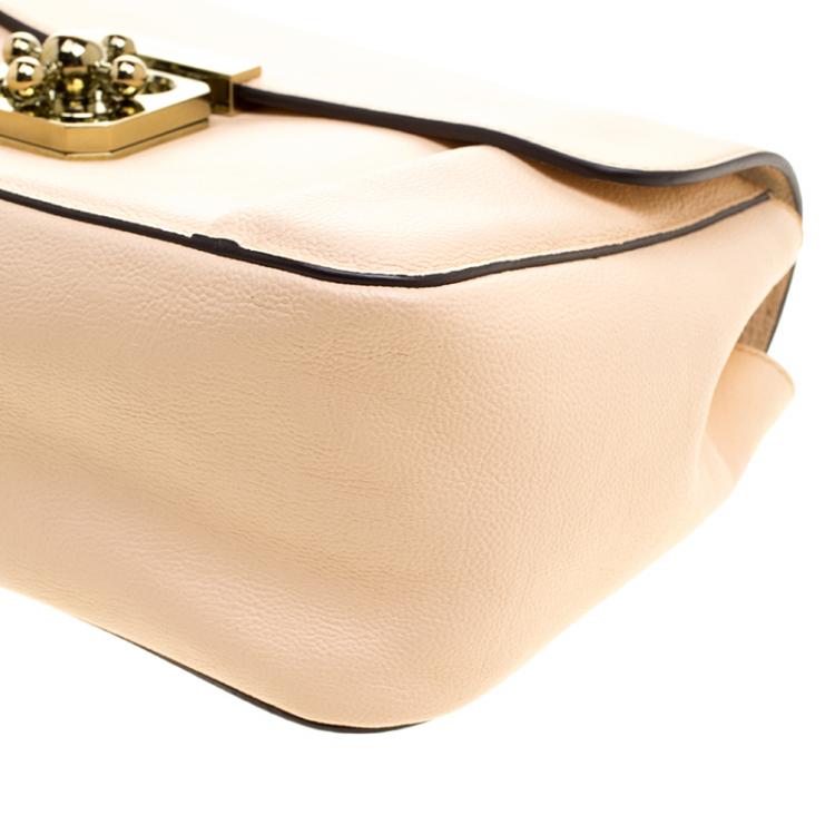 Pre Owned Chloe Peach Leather Medium Elsie Shoulder Bag