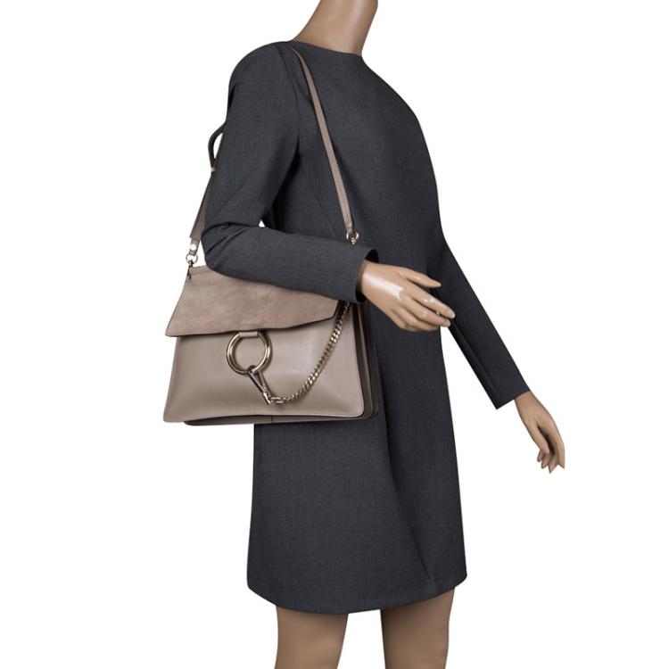 Pre Owned Chloe Grey Leather Faye Shoulder Bag