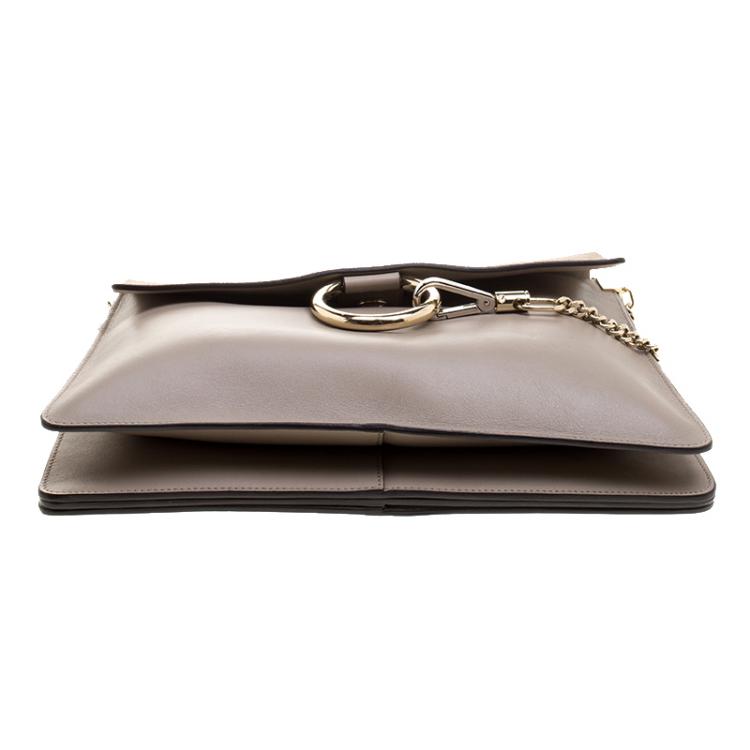 Pre Owned Chloe Grey Leather Faye Shoulder Bag