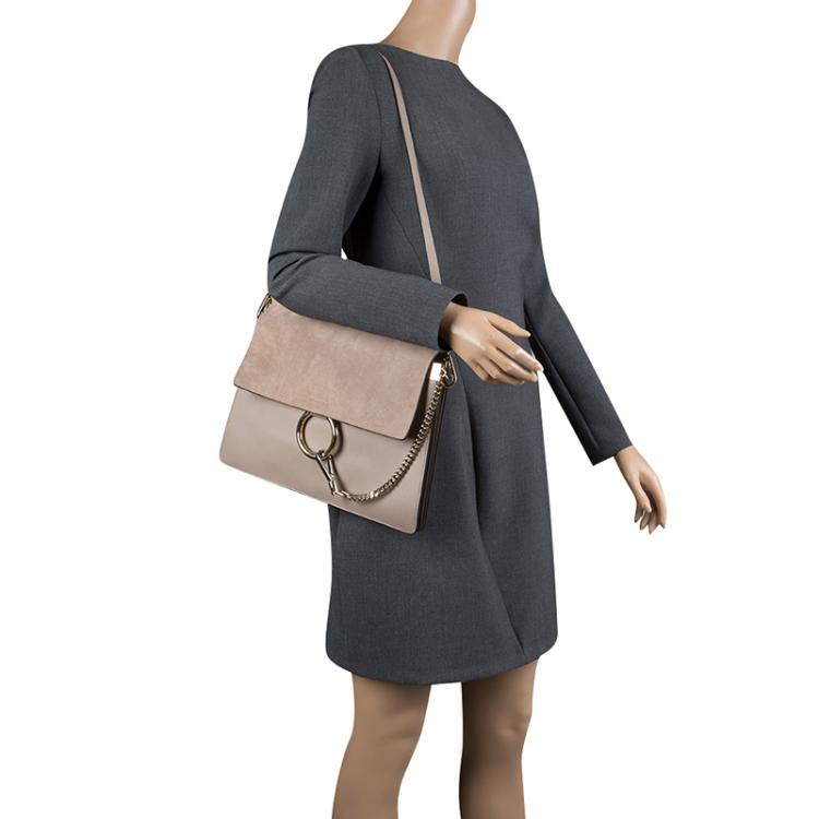 Pre Owned Chloe Motty Grey Leather and Suede Faye Shoulder Bag
