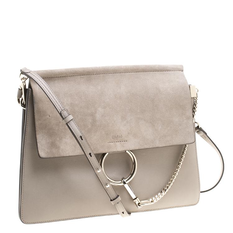 Pre Owned Chloe Motty Grey Leather and Suede Faye Shoulder Bag