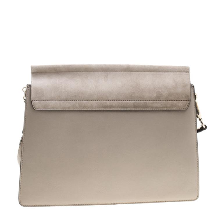 Pre Owned Chloe Motty Grey Leather and Suede Faye Shoulder Bag