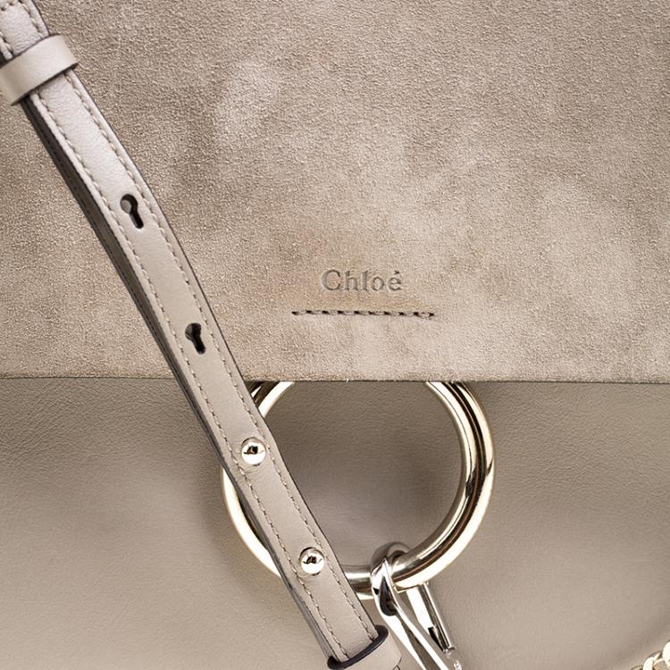 Pre Owned Chloe Motty Grey Leather and Suede Faye Shoulder Bag