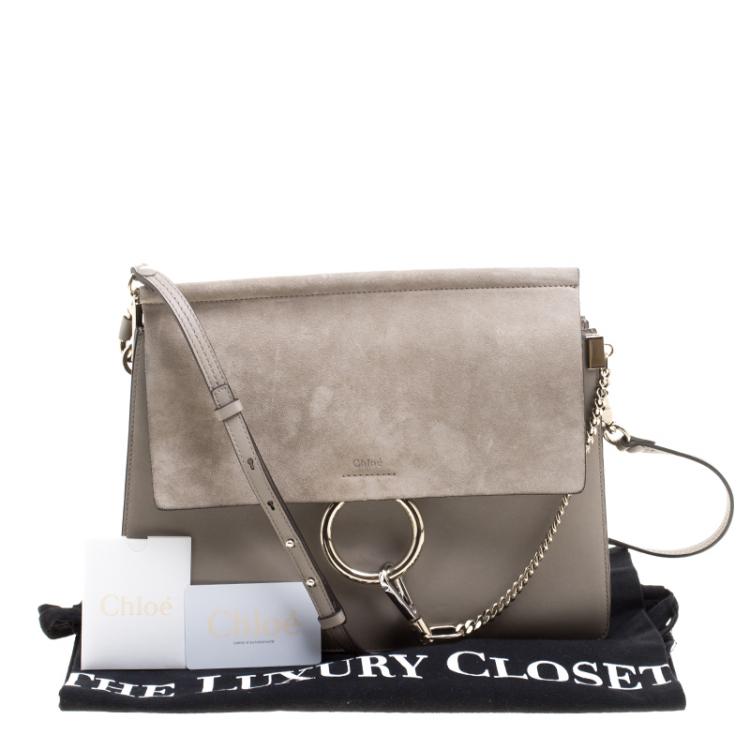 Pre Owned Chloe Motty Grey Leather and Suede Faye Shoulder Bag