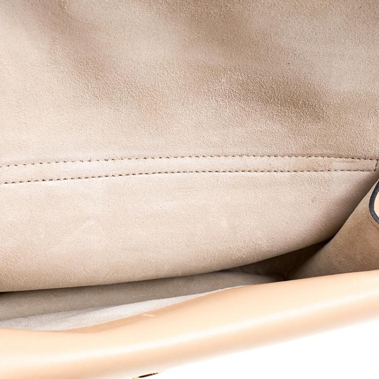 Pre Owned Chloe Peach Leather Mini Georgia Crossbody Bag