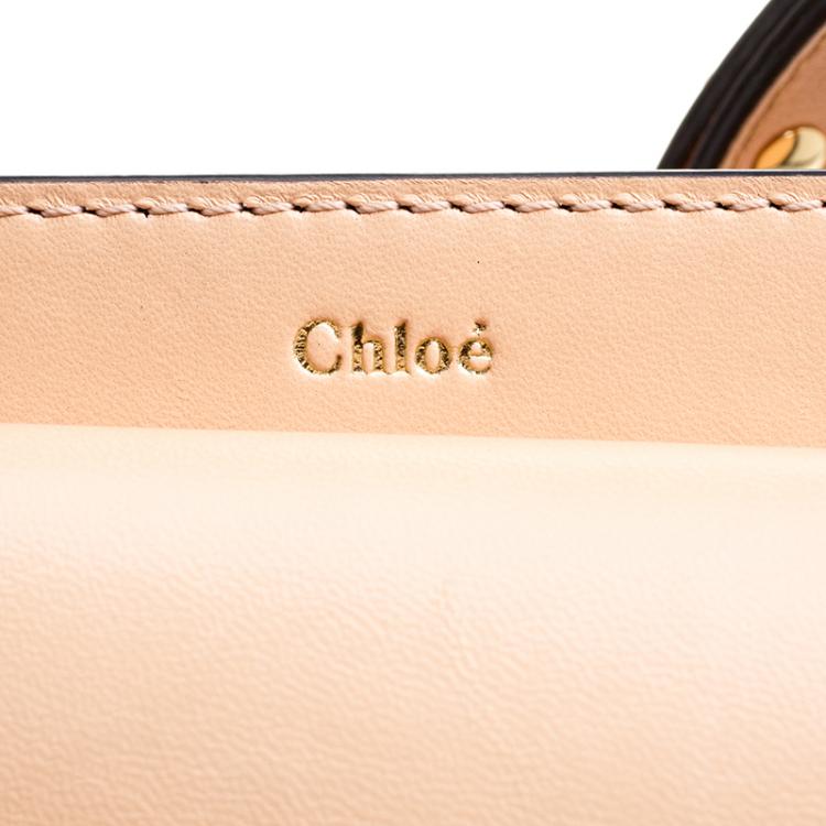 Pre Owned Chloe Peach Leather Mini Georgia Crossbody Bag