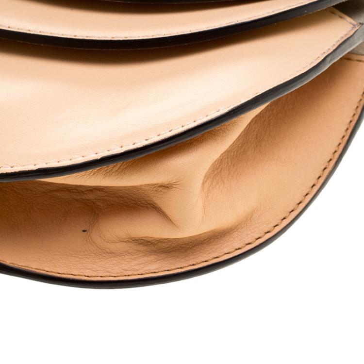 Pre Owned Chloe Peach Leather Mini Georgia Crossbody Bag
