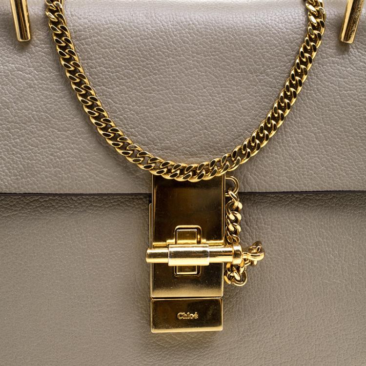 مملوكة مسبقًا Chloe Grey Leather Small Drew Shoulder Bag