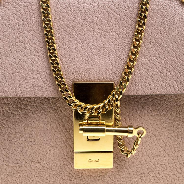 Pre Owned Chloe Blush Pink Leather Small Drew Shoulder Bag