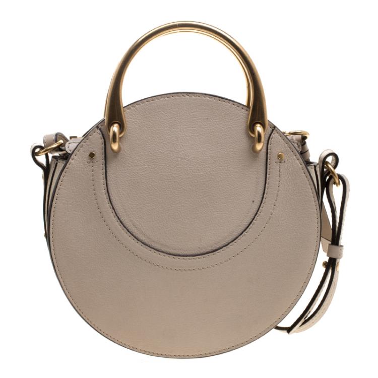 Pre Owned Chloe Beige Leather and Suede Small Pixie Round Shoulder Bag