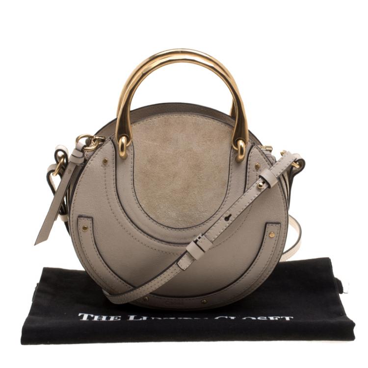 Pre Owned Chloe Beige Leather and Suede Small Pixie Round Shoulder Bag
