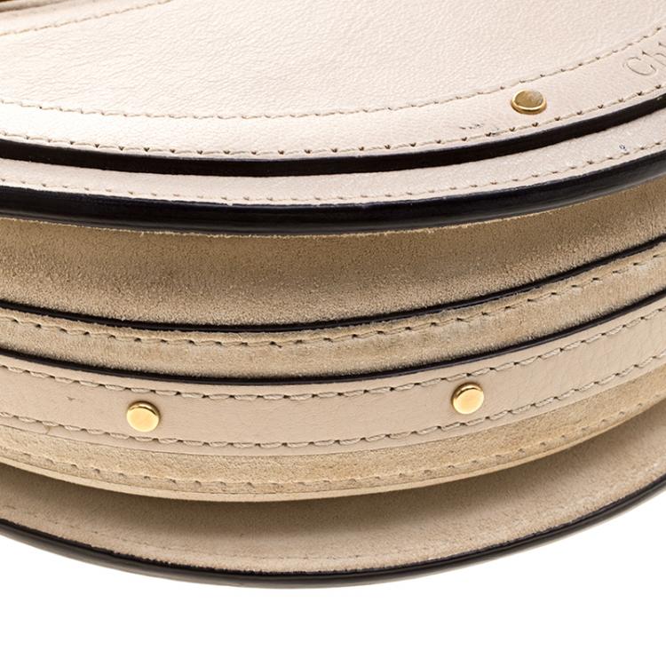 Pre Owned Chloe Beige Leather and Suede Small Pixie Round Shoulder Bag