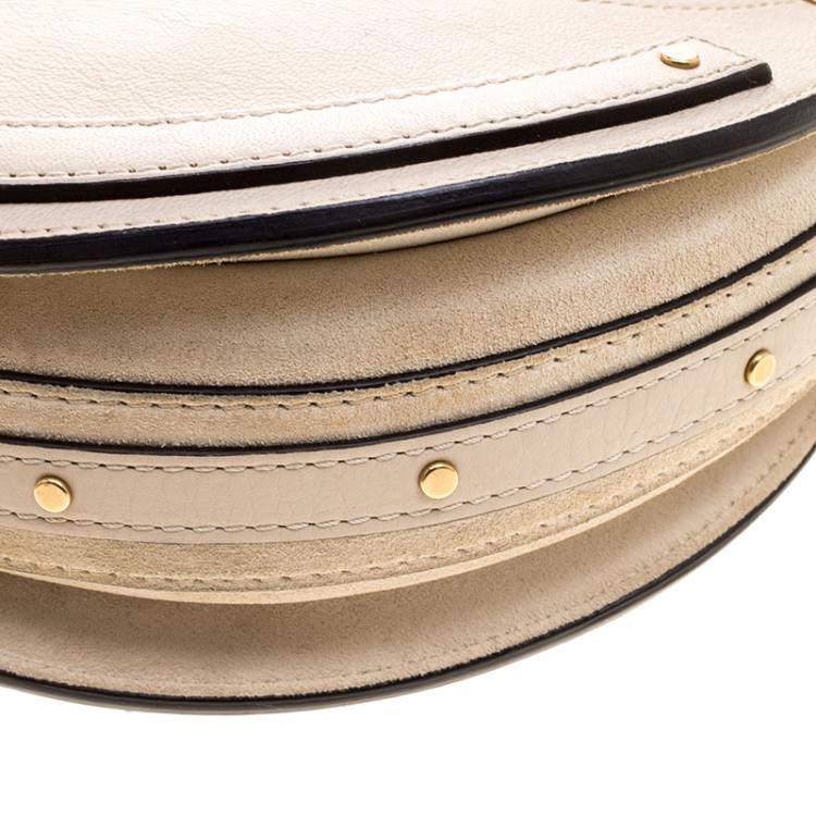 Pre Owned Chloe Beige Leather and Suede Small Pixie Round Shoulder Bag