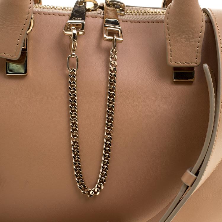 Pre Owned Chloe Beige/Peach Leather Medium Baylee Tote