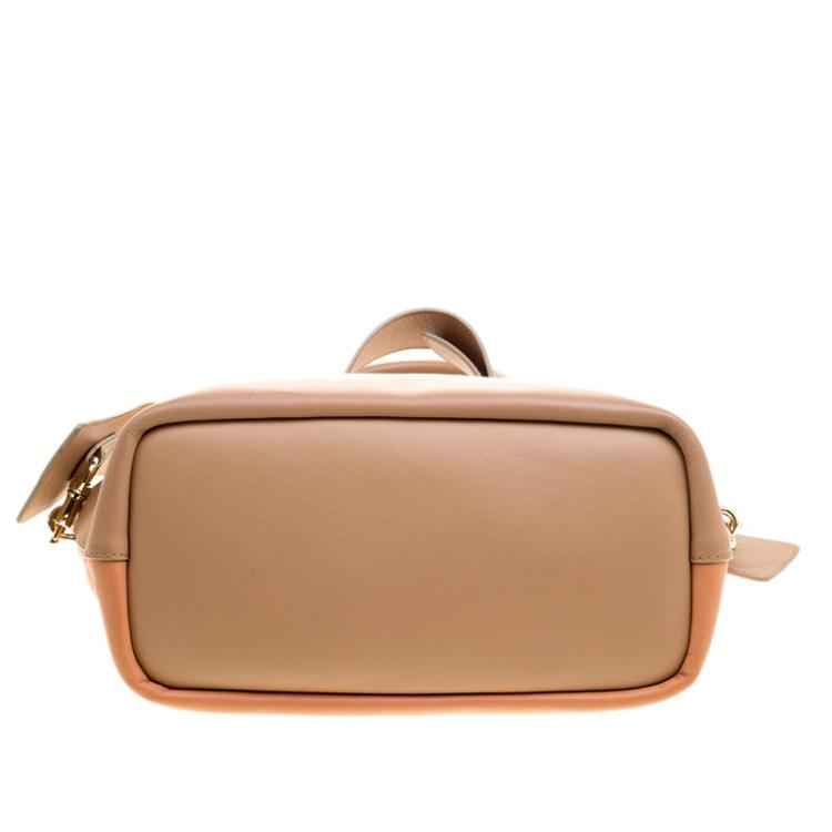 Pre Owned Chloe Beige/Peach Leather Medium Baylee Tote
