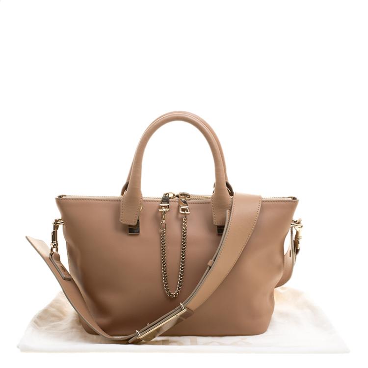 Pre Owned Chloe Beige/Peach Leather Medium Baylee Tote