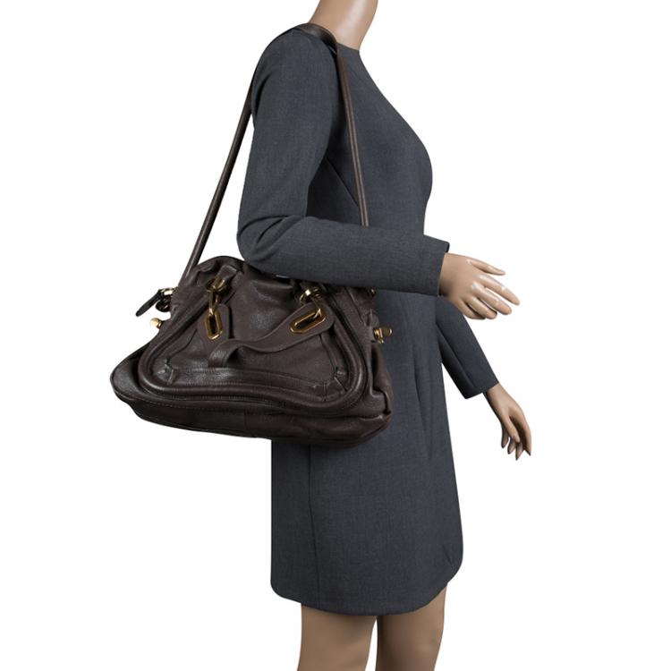 Pre Owned Chloe Brown Leather Medium Paraty Shoulder Bag
