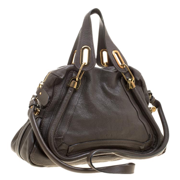 Pre Owned Chloe Brown Leather Medium Paraty Shoulder Bag