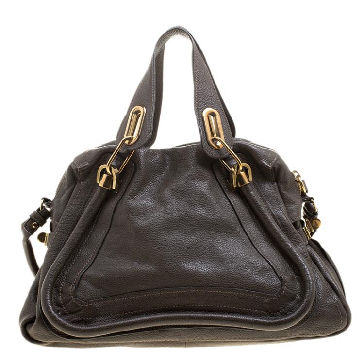 Pre Owned Chloe Brown Leather Medium Paraty Shoulder Bag