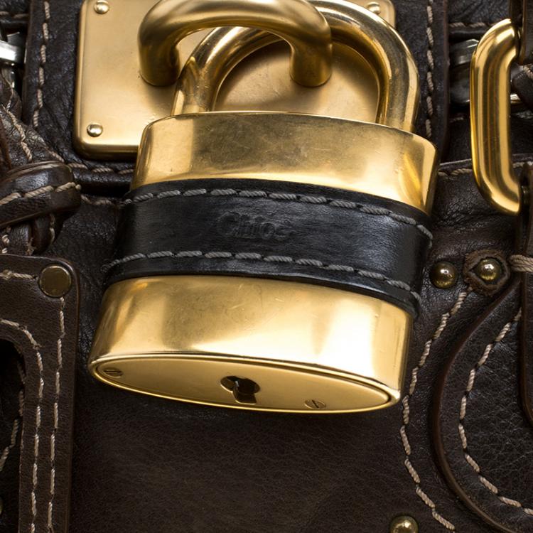Pre Owned Chloe Dark Brown Leather Mini Paddington Satchel