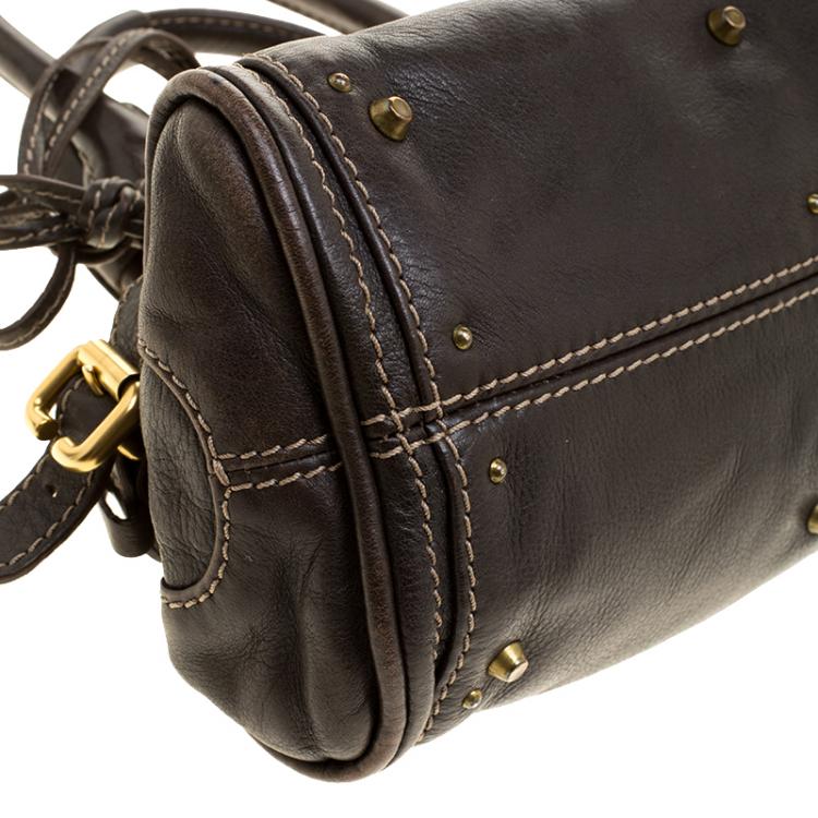 Pre Owned Chloe Dark Brown Leather Mini Paddington Satchel