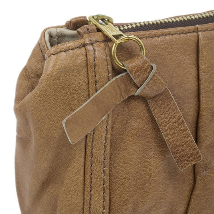 Pre Owned Chloe Brown Leather Embellished Clutch