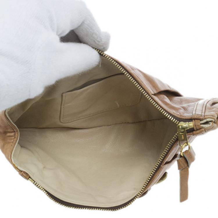 Pre Owned Chloe Brown Leather Embellished Clutch