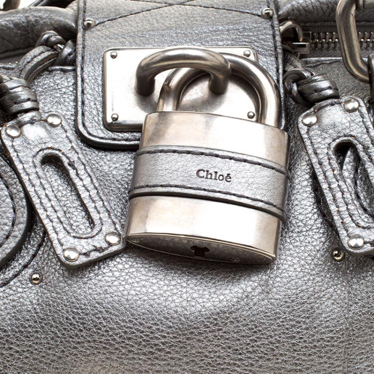 Pre Owned Chloe Silver Leather Medium Paddington Satchel