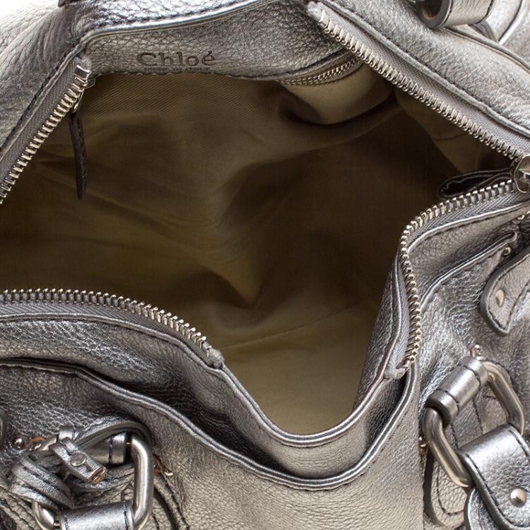 Pre Owned Chloe Silver Leather Medium Paddington Satchel