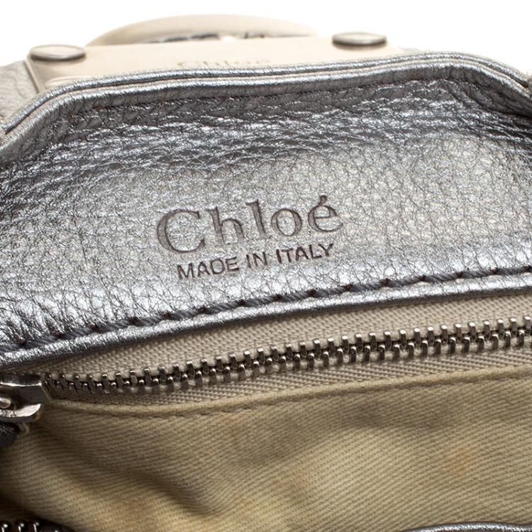 Pre Owned Chloe Silver Leather Medium Paddington Satchel