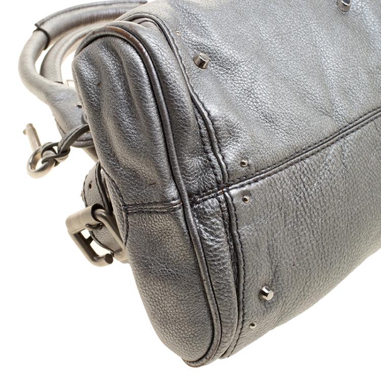 Pre Owned Chloe Silver Leather Medium Paddington Satchel