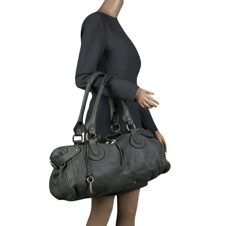 Pre Owned Chloe Mousse Leather Oversized Paddington Satchel 