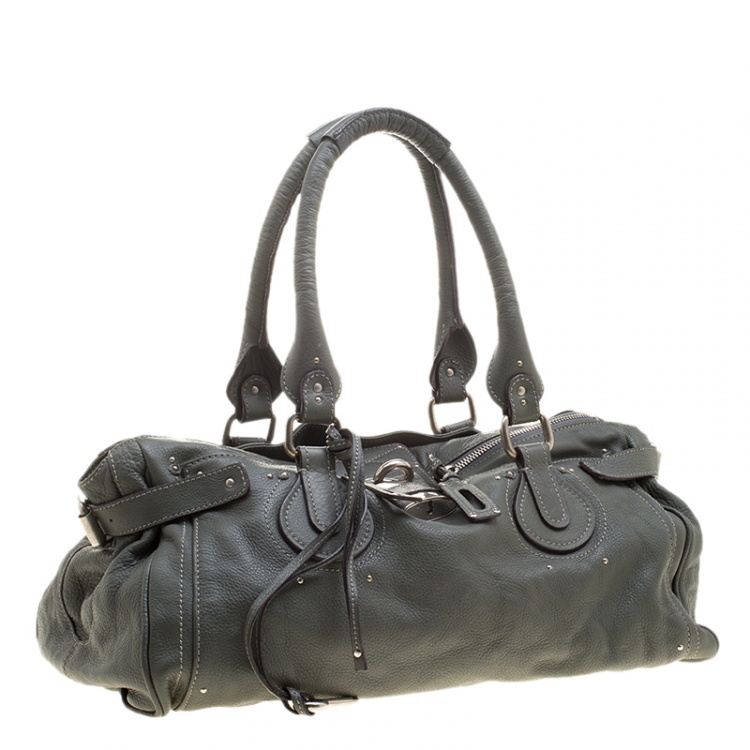 Pre Owned Chloe Mousse Leather Oversized Paddington Satchel 