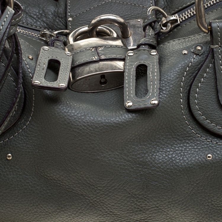 Pre Owned Chloe Mousse Leather Oversized Paddington Satchel 