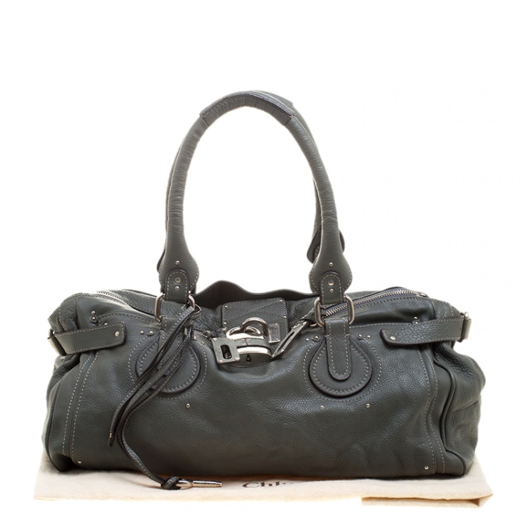 Pre Owned Chloe Mousse Leather Oversized Paddington Satchel 
