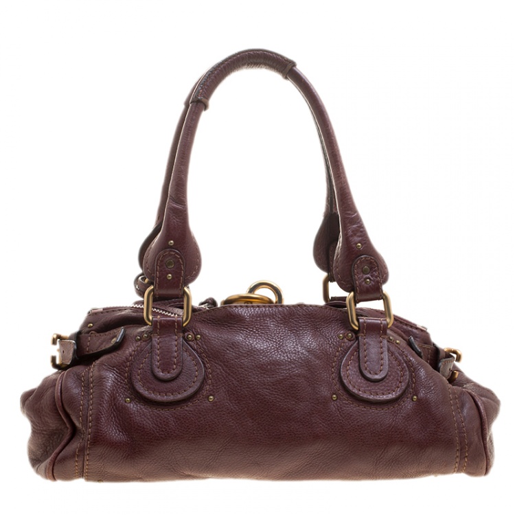 Pre Owned Chloe Burgundy Leather Medium Paddington Satchel