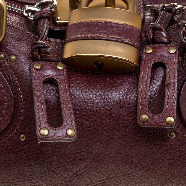 Pre Owned Chloe Burgundy Leather Medium Paddington Satchel