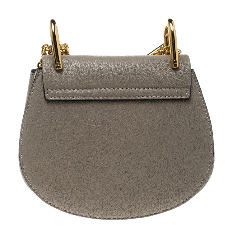 Pre Owned Chloe Grey Leather Mini Drew Shoulder Bag