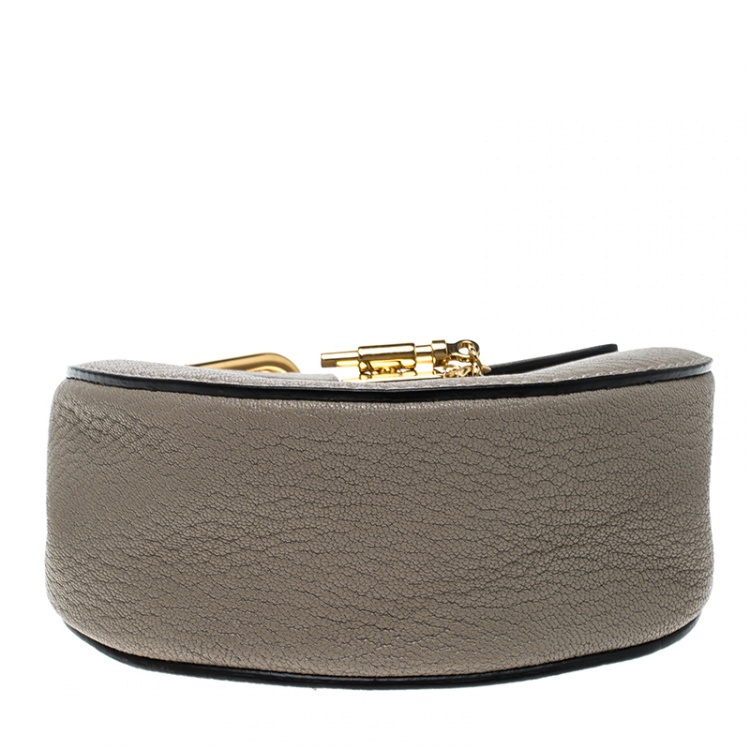 Pre Owned Chloe Grey Leather Mini Drew Shoulder Bag