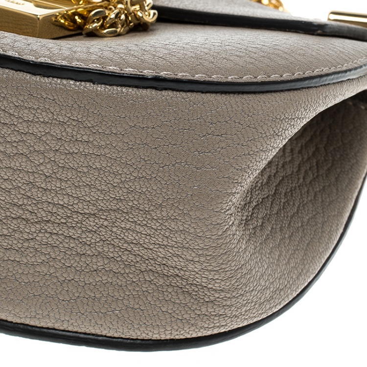Pre Owned Chloe Grey Leather Mini Drew Shoulder Bag