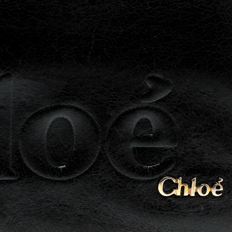 Pre Owned Chloe Black Leather Logo Continental Wallet