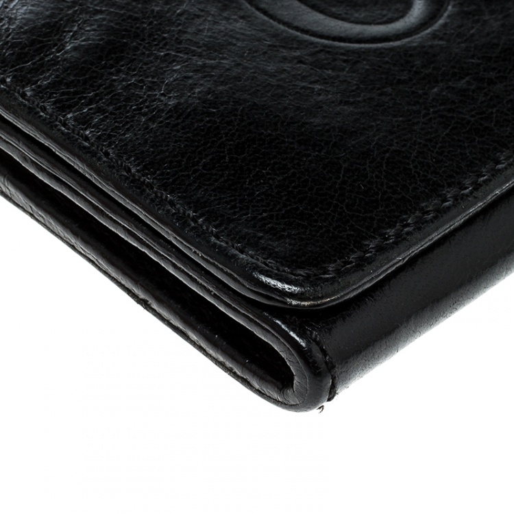 Pre Owned Chloe Black Leather Logo Continental Wallet