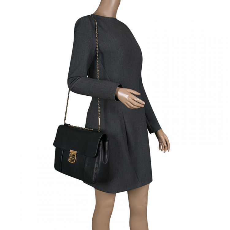 Pre Owned Chloe Black Leather Large Elsie Shoulder Bag