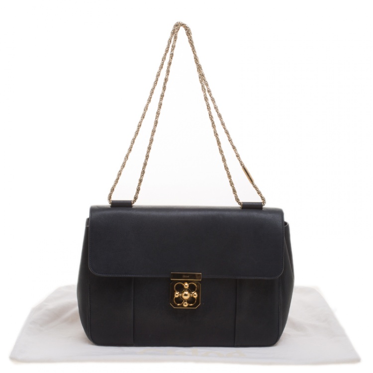 Pre Owned Chloe Black Leather Large Elsie Shoulder Bag