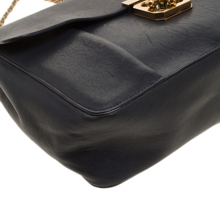 Pre Owned Chloe Black Leather Large Elsie Shoulder Bag